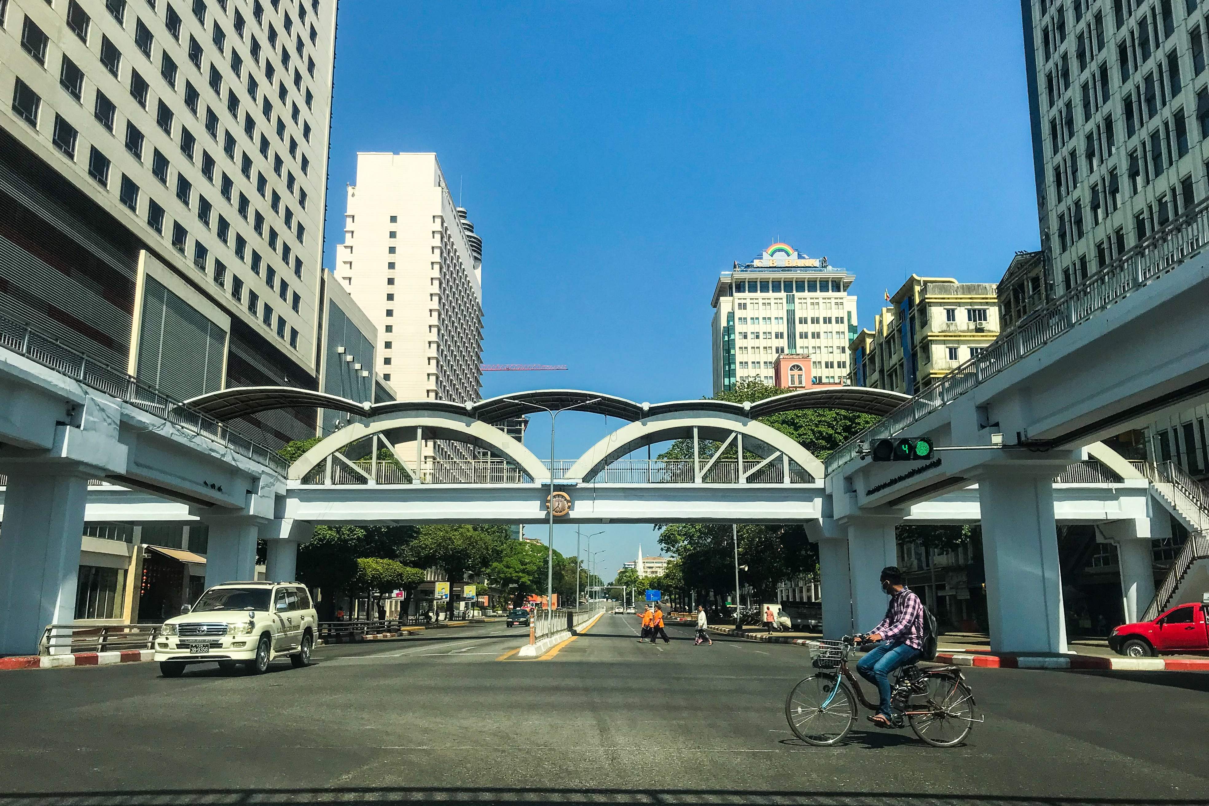 Situasi Kota Yangon, Myanmar, yang sepi.