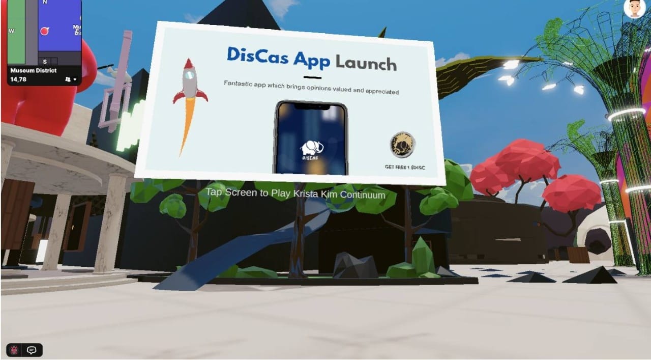  Aplikasi DisCas merilis secara resmi di Metaverse Decentraland.
