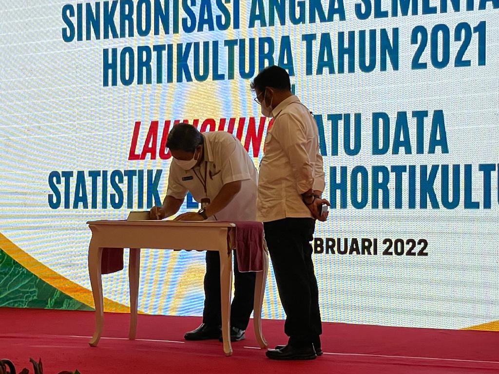 Acara Sinkronisasi Angka Sementara Hortikultura Tahun 2021 dan Launching Satu Data Statistik Pertanian Hortikultura di Bogor, Jawa Barat.  