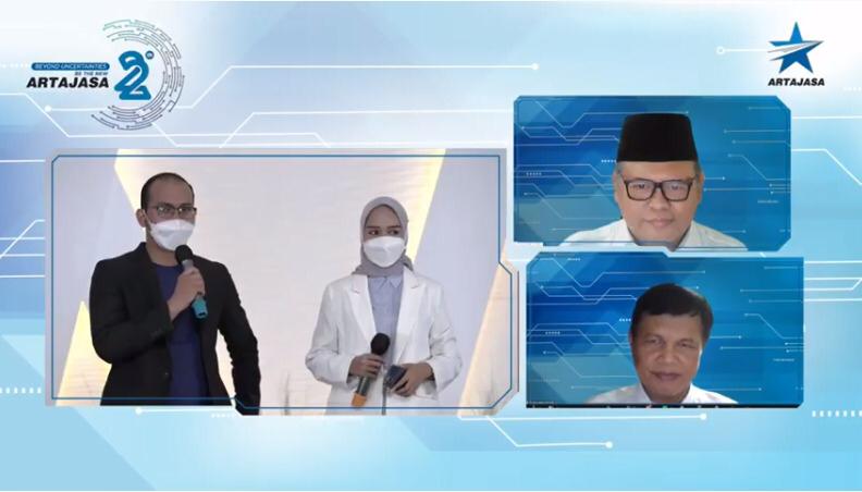 Acara pemberian bantuan PT Artajasa bagi korban gempa Banten melalui Baznas.  