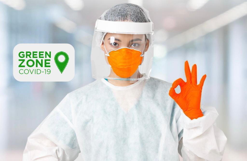 Ilustrasi green zone atau fasilitas yang aman dari risiko terpapar viris Covid-19.  