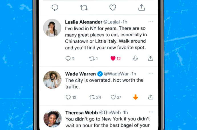 Tampilan opsi downvote yang akan diujicobakan twitter kepada pengguna global.