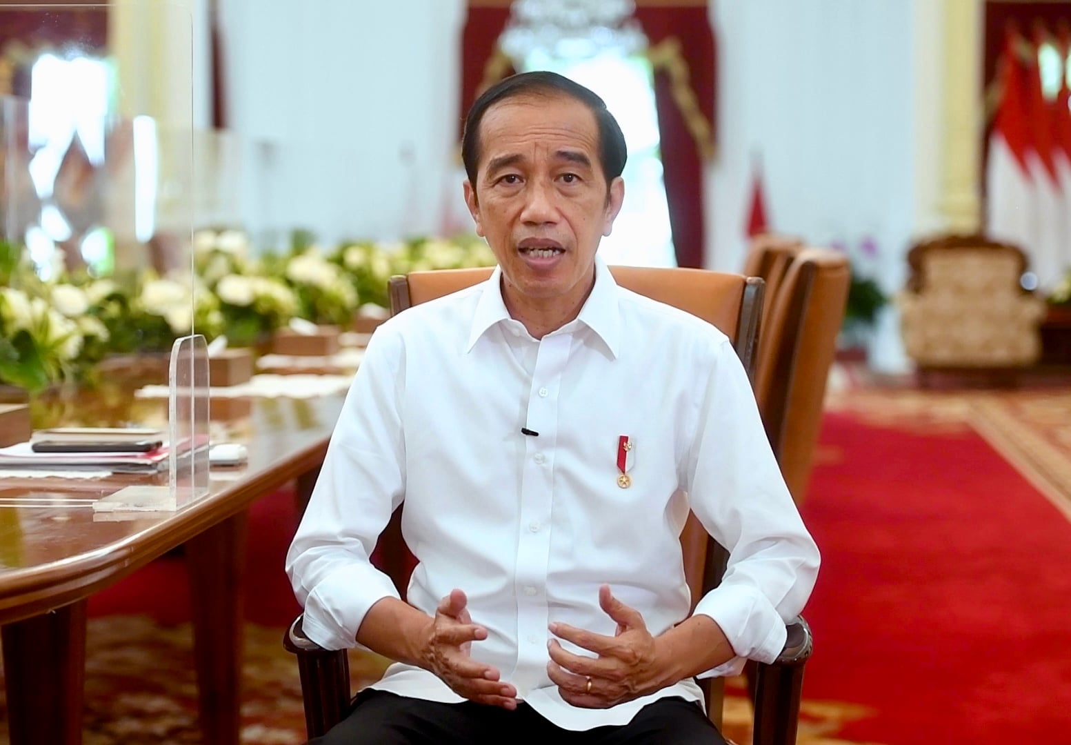 Presiden Joko Widodo saat menyampaikan pernyataan.