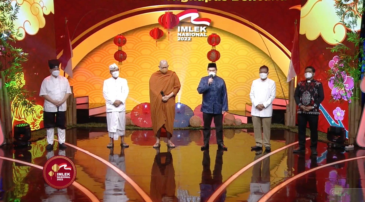Acara Perayaan Imlek Nasional 2022 dengan 'Mengusung tema Cinta Kasih Menghapus Bencana' digelar secara virtual. 