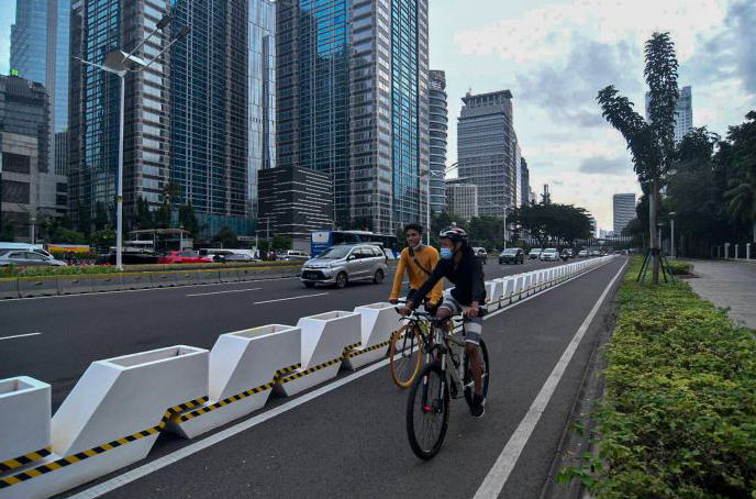  Jalur sepeda terproteksi di Jakarta