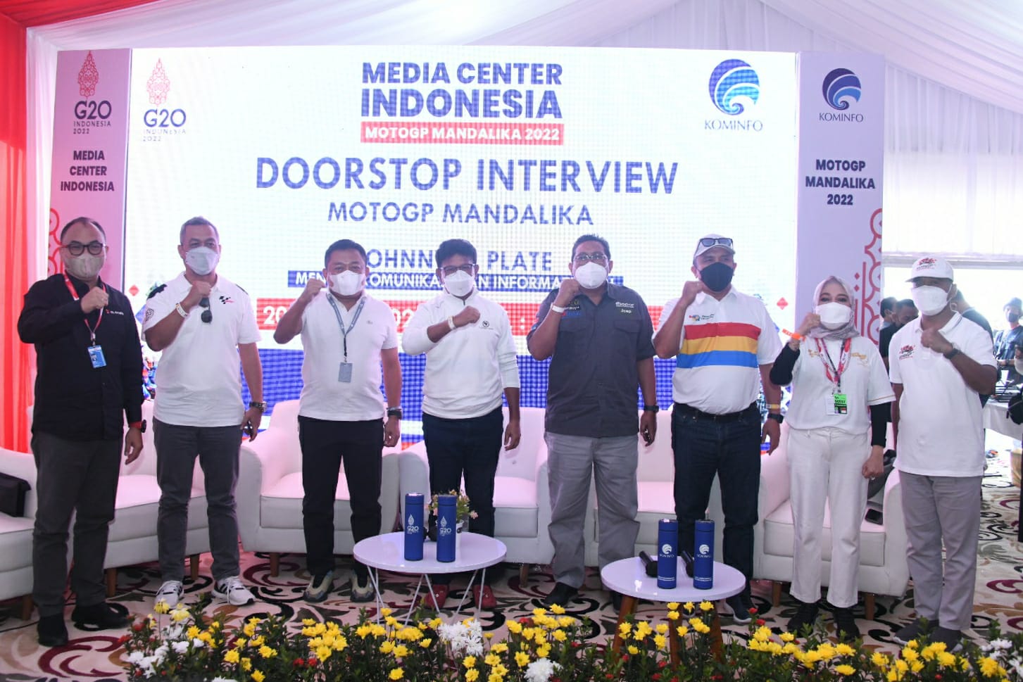 Menkominfo Johnny G Plate saat mengunjungi Media Center MotoGP Mandalika