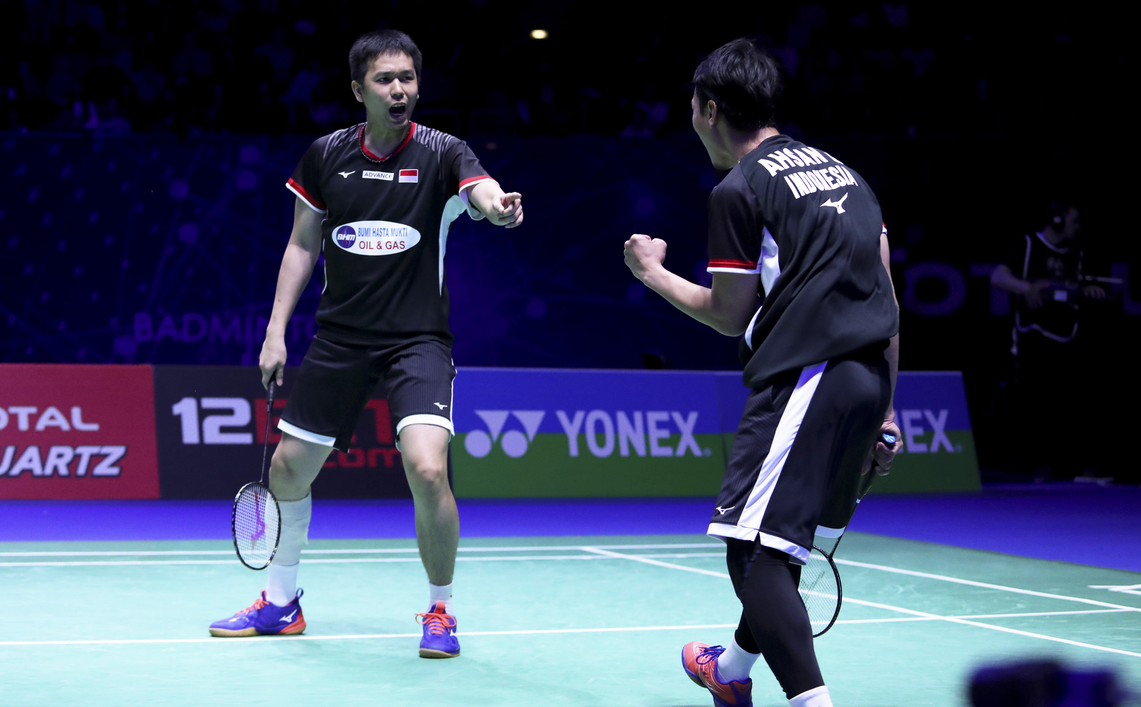 Dokumentasi:  Hendra Setiawan (kiri) dan Mohammad Ahsan di All England 2019. 