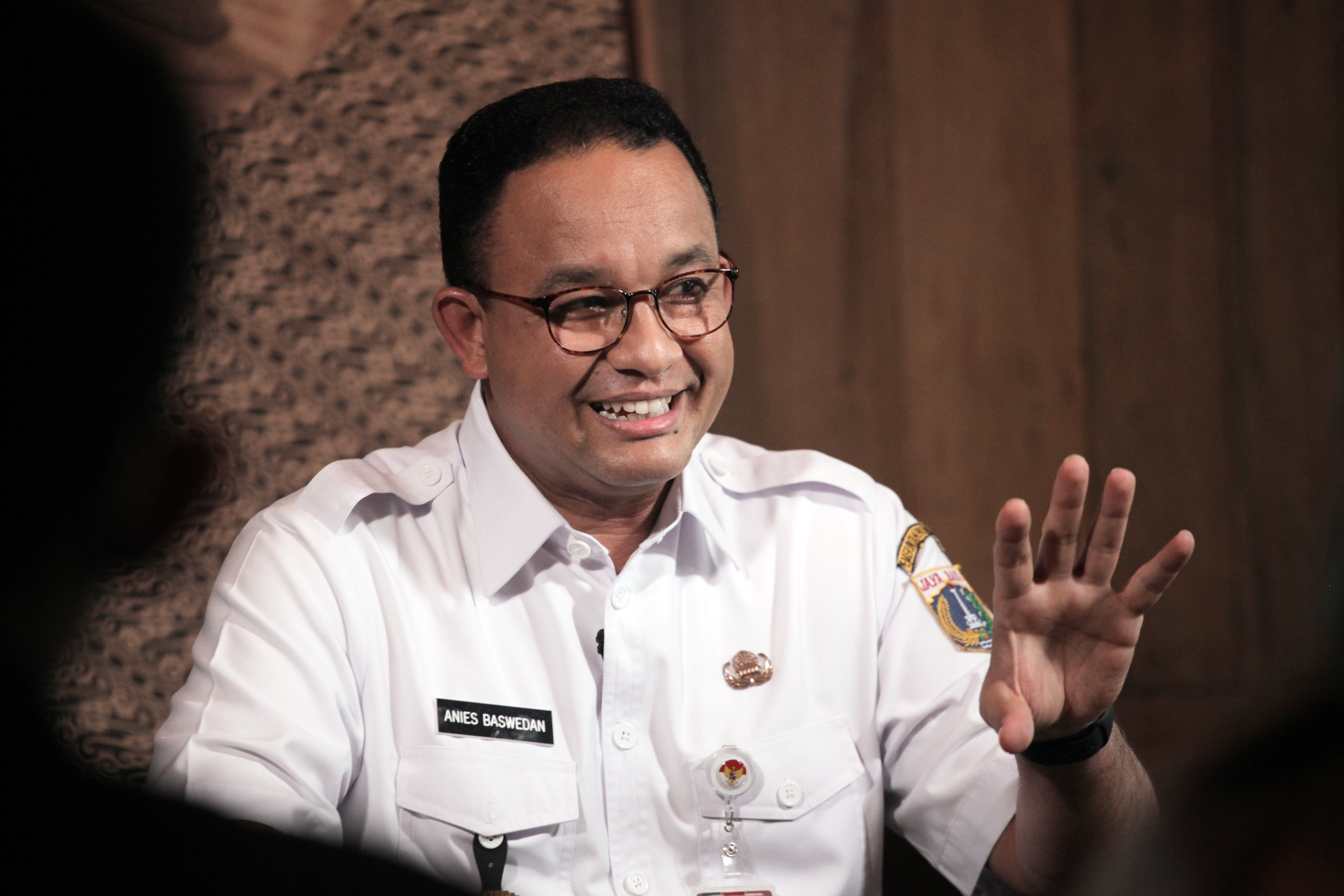 Gubernur DKI Jakarta Anies Baswedan saat diwawancarai Media Indonesia.