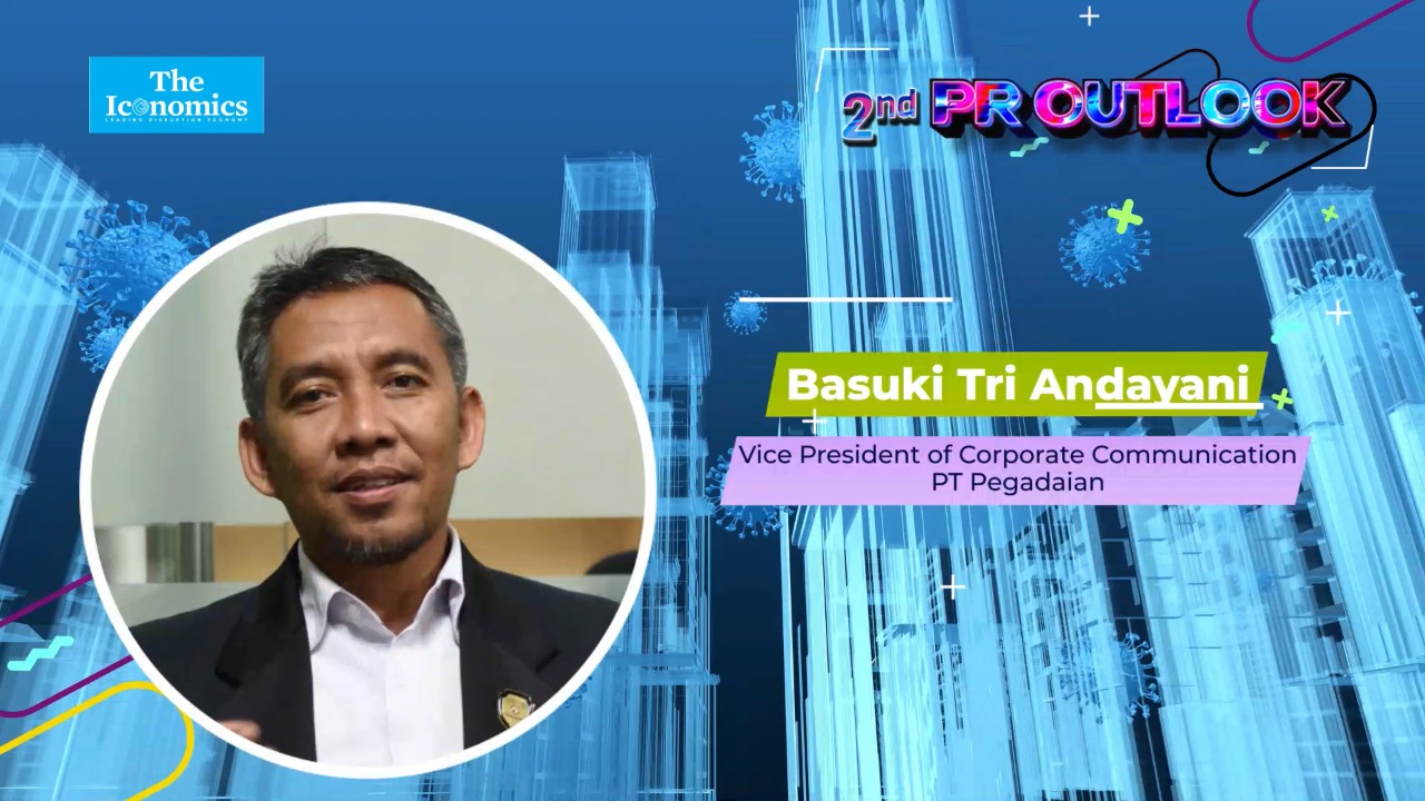  Acara 2nd PR Outlook 2022 menghadirkan VP Corcomm PT Pegadaian, Basuki Tri Andayani sebagai narasumber.