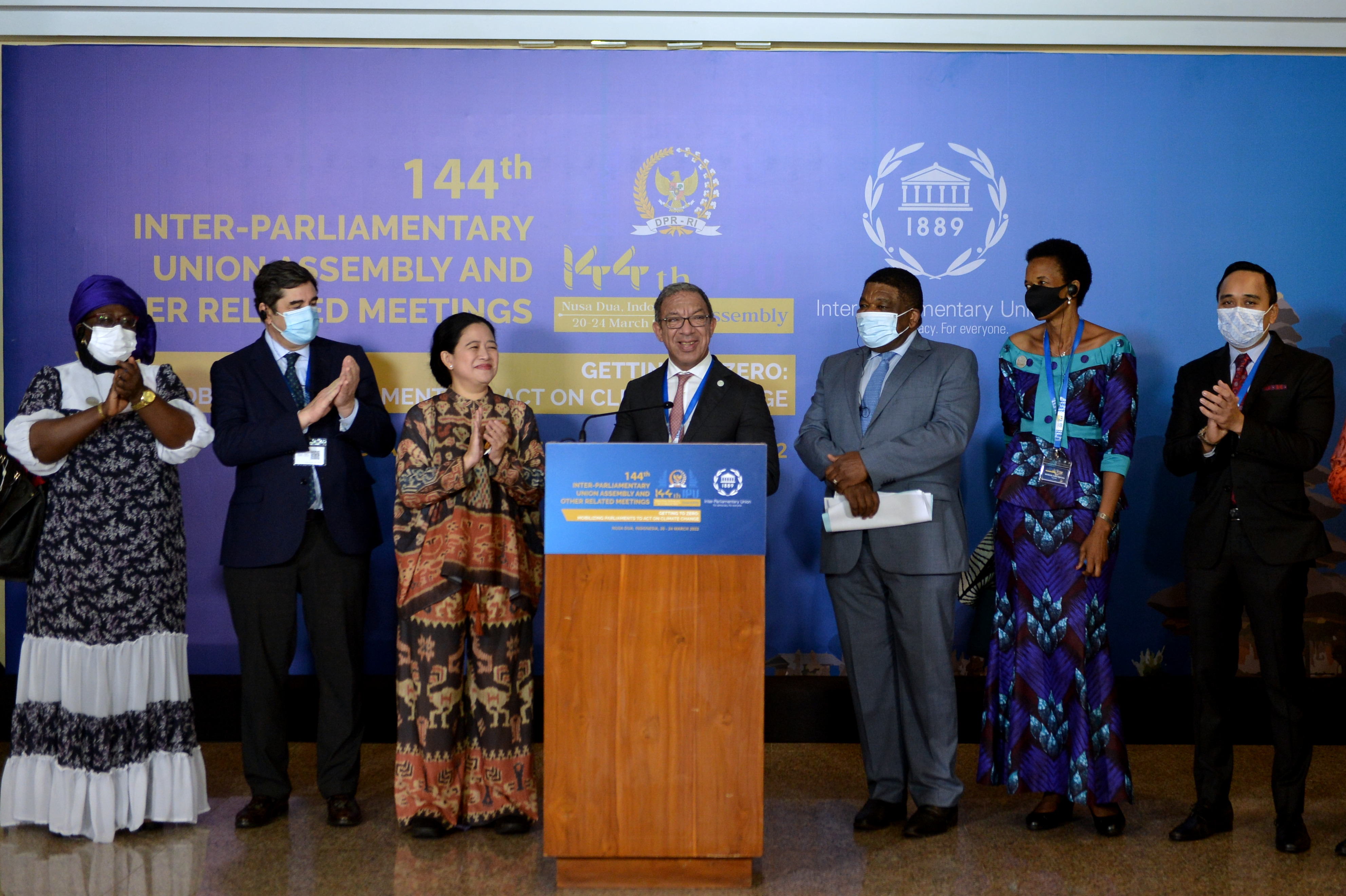 Konferensi pers jelang IPU Assembly and Related Meetings ke-144 di Nusa Dua, Badung, Bali, Sabtu (19/3/2022).