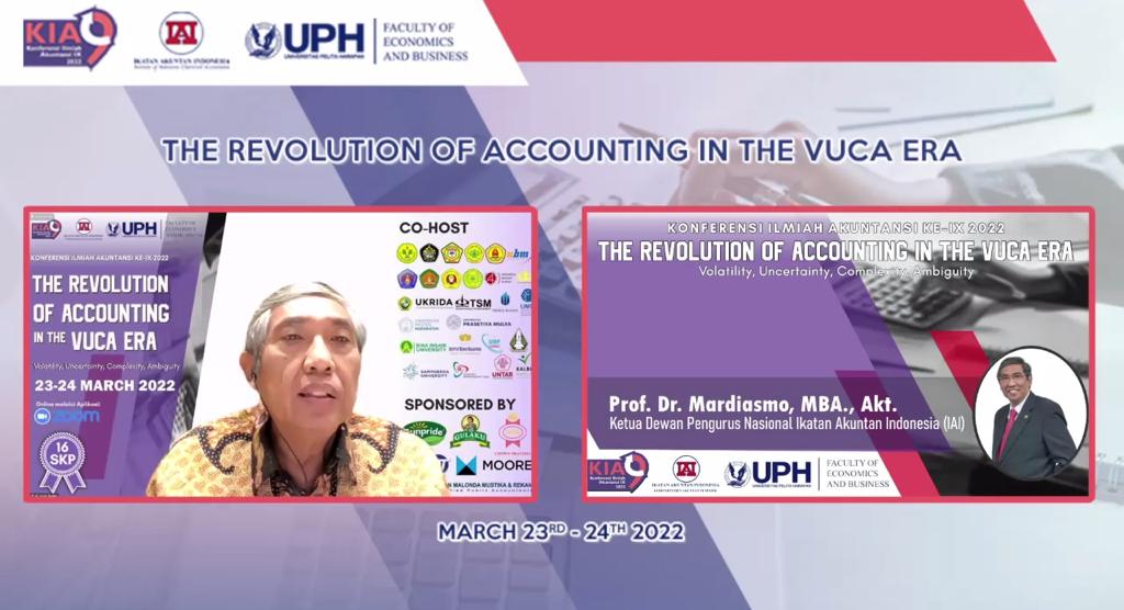 Konferensi Ilmiah Akuntansi (KIA) IX dengan tema 'The Revolution of Accounting in the VUCA Era' di Universitas Pelita Harapan (UPH).