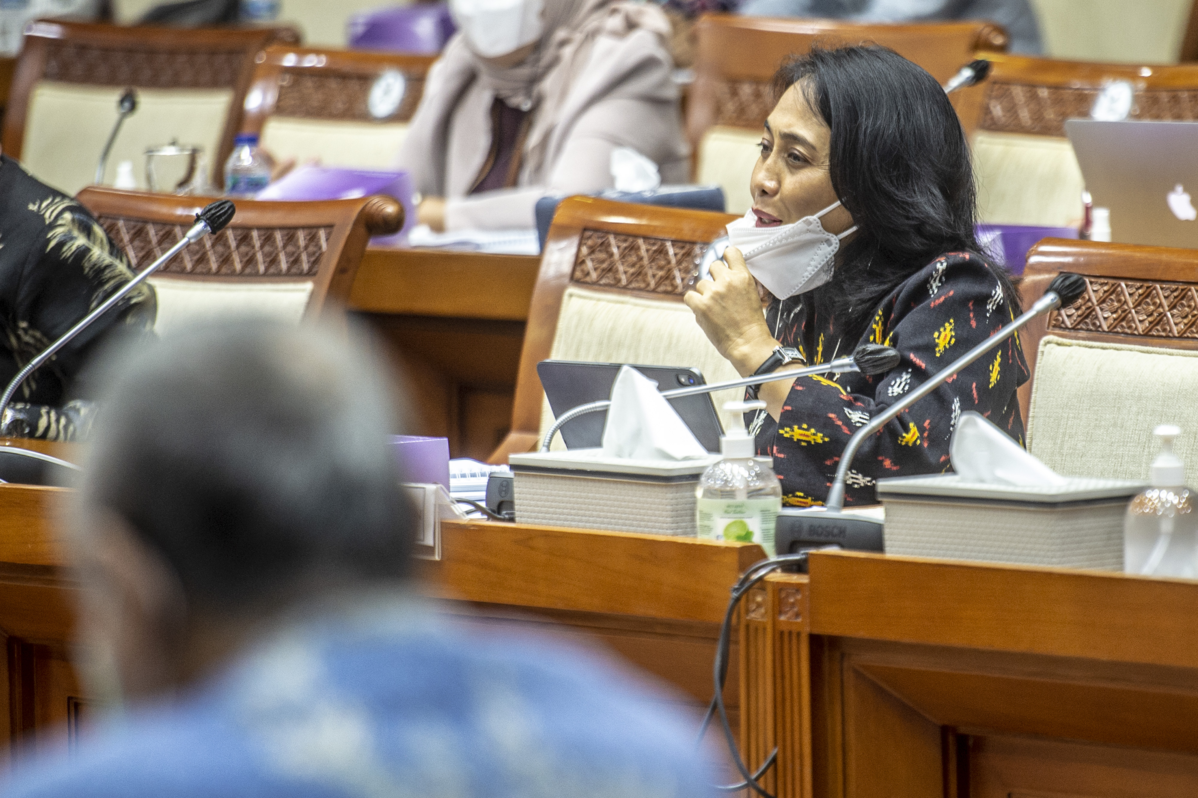 Menteri PPPA I Gusti Ayu Bintang Darmawati di Kompleks Parlemen, Jakarta, Kamis (20/1/2022).
