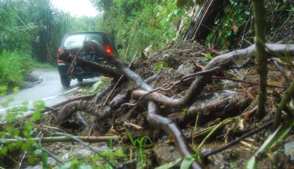 Ilustrasi jalan tertutup longsor