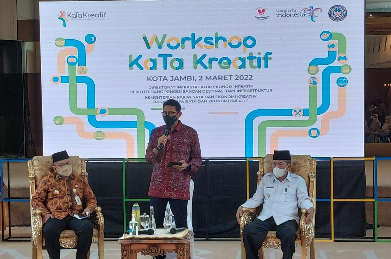 Workshop Pengembangan Kabupaten/Kota (KaTa) Kreatif Kota Jambi digelar di Aula Graha Mayang Kota Jambi, pada Rabu (2/3).