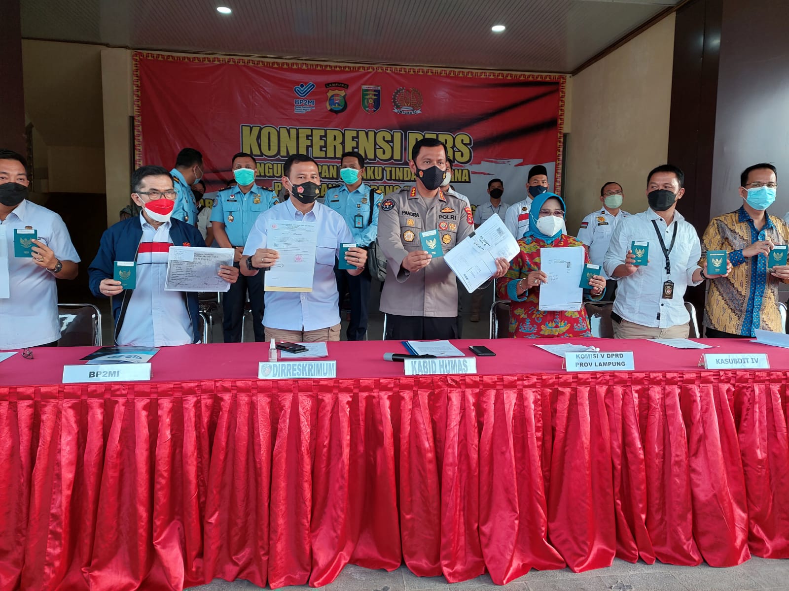 Konfrensi pers ungkap kasus TPPO oleh Polda Lampung, Rabu (9/3). 