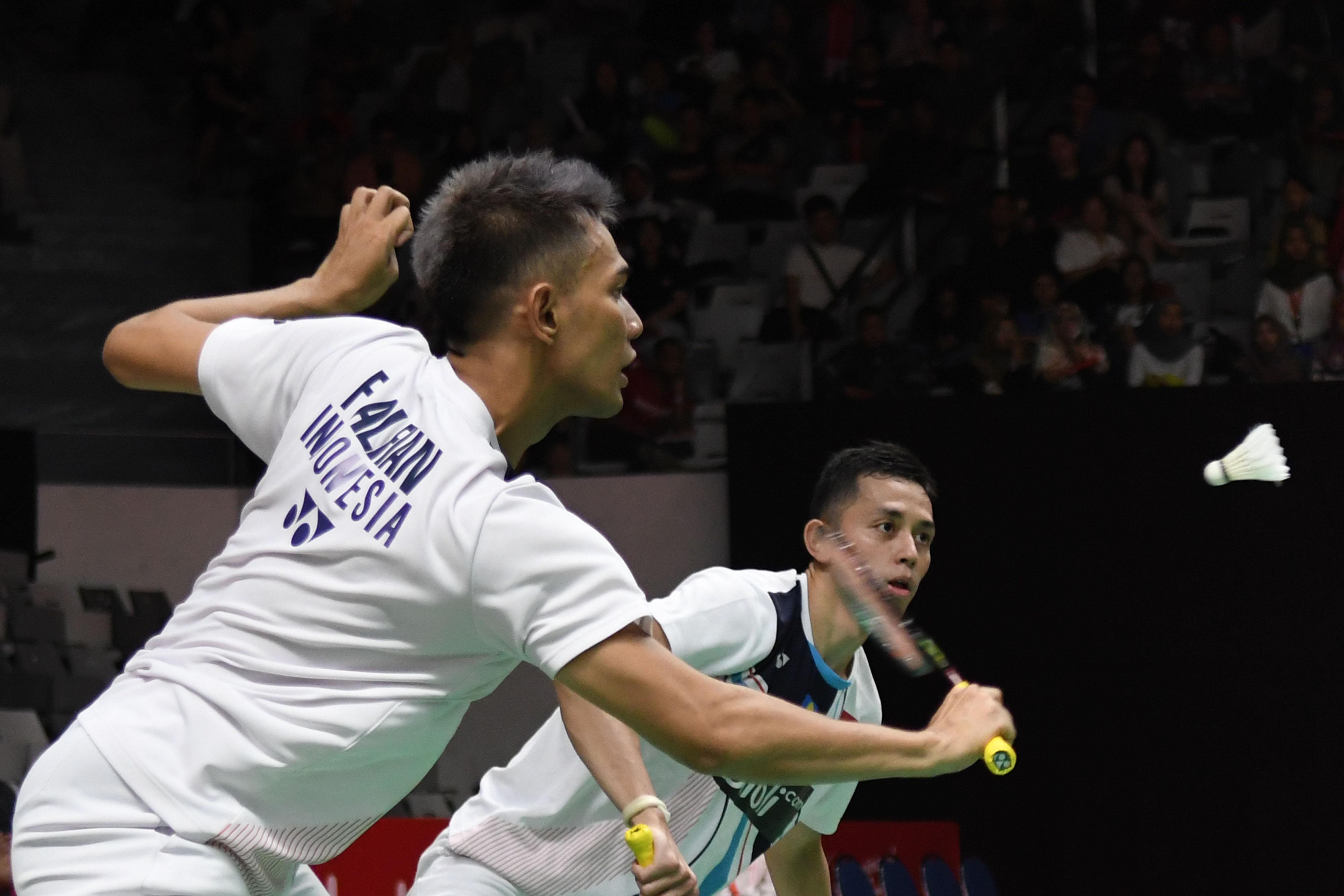 Pebulu tangkis ganda putra Indonesia Fajar Alfian/Muhammad Rian saat berlaga.
