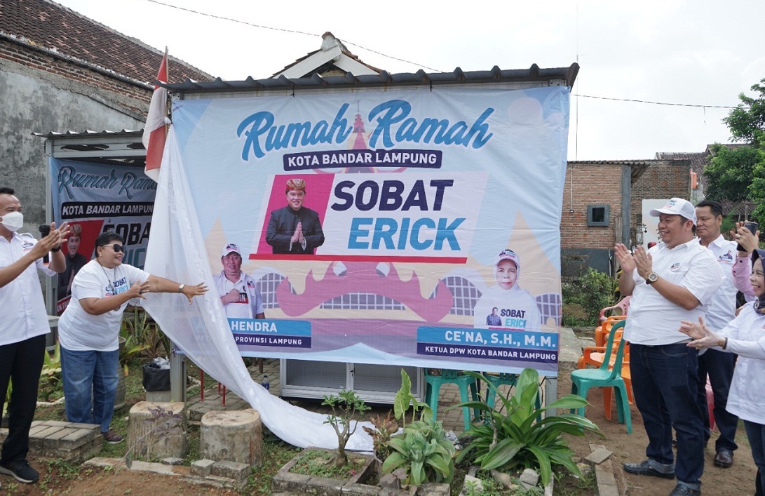 Peresmian Rumah Ramah Sobat Erick di Bandar Lampung, Lampung, Minggu (27/3).