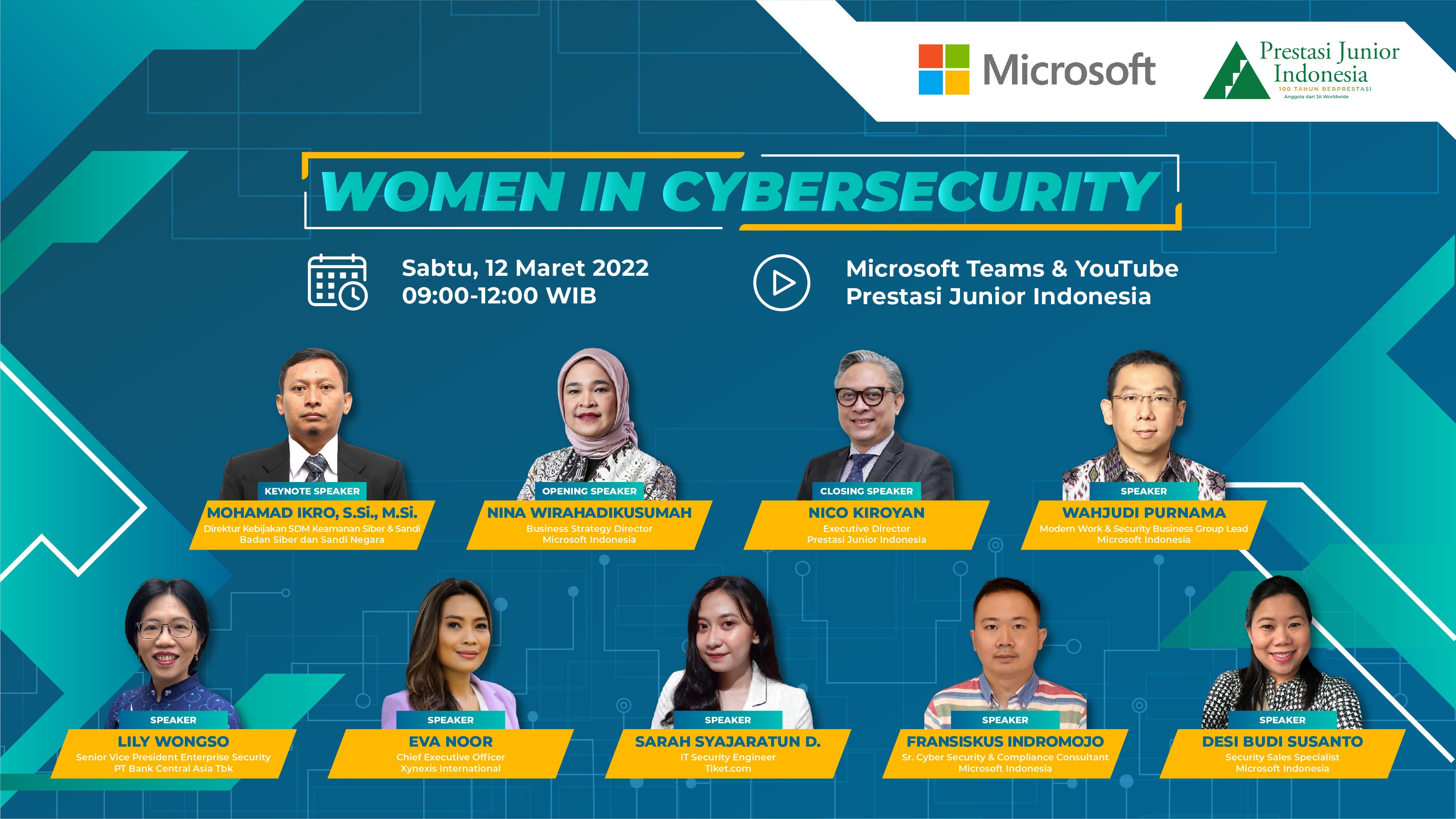 Webinar Microstft-Prestasoi Junior Indonesia dengan tema Woman In Cybersecurity