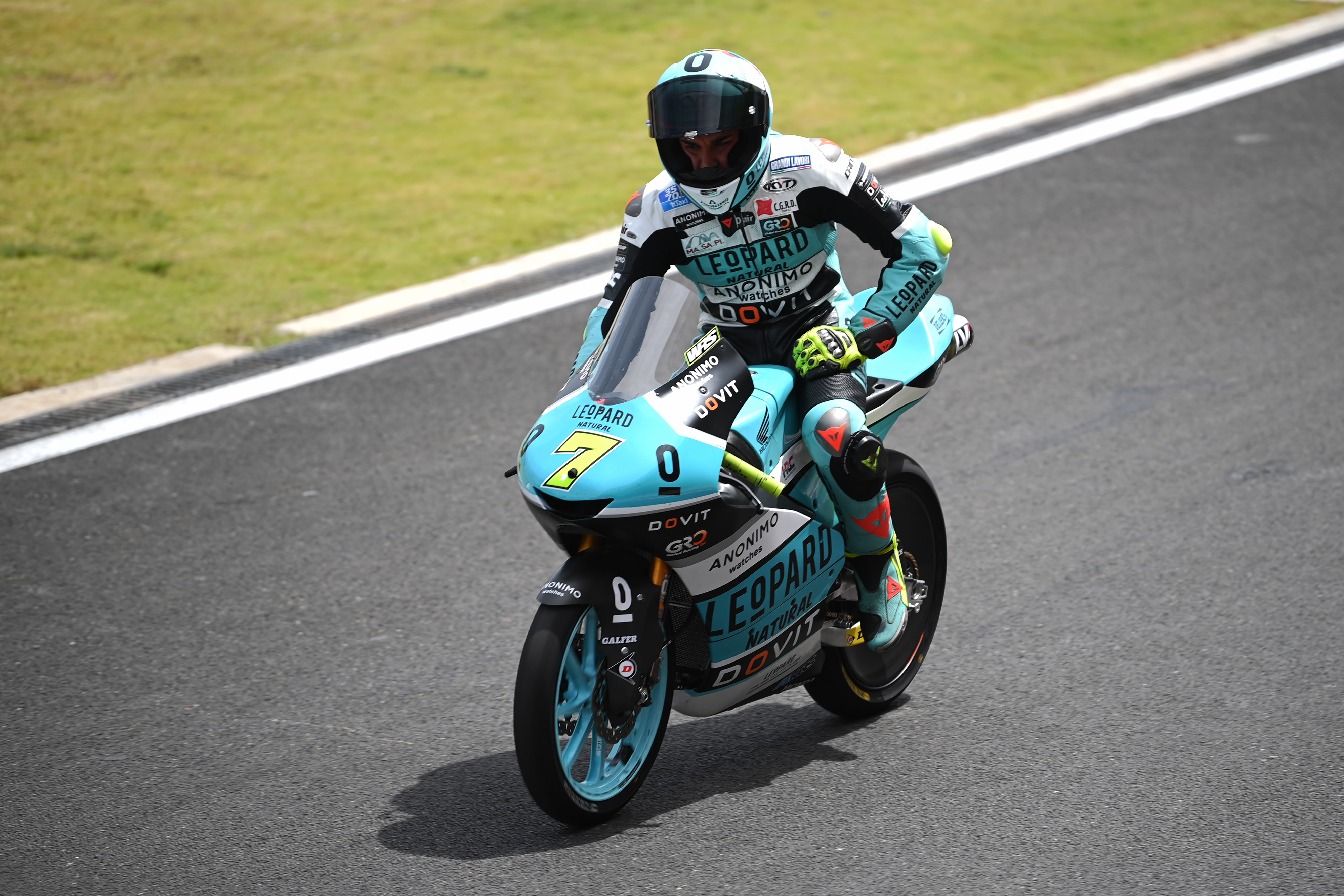 PEMBALAP Leopard Racing Dennis Foggia berhasil menjadi juara Moto-3 2022 di Sirkuit Mandalika, Lombok, NTB, Minggu (20/3/2022).