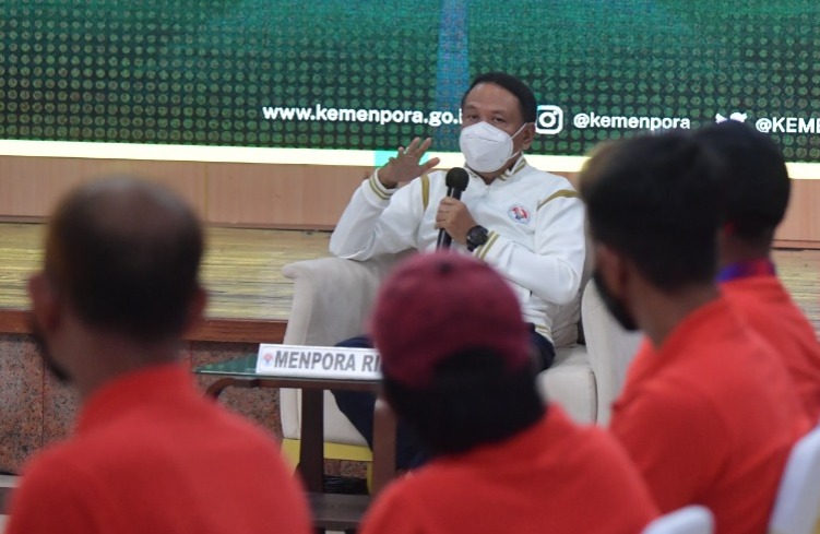 Menpora Zainudin Amali meminta para pemain Timnas PSAI untuk konsentrasi penuh jelang Piala Dunia Sepak Bola Amputasi 2022. 