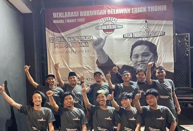 Gerakan relawan yang mengajak kaum muda bicara benar untuk mendukung pemimpin seperti Erick Thohir di Pemilu Presiden (Pilpres) pada 2024 me