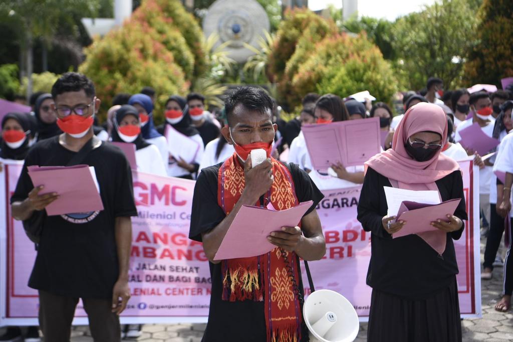 Kordinator Wilayah (Korwil) Ganjar Milenial NTT Nasrin, di Taman Nostalgia, Kupang, NTT, Rabu (16/3/2022)