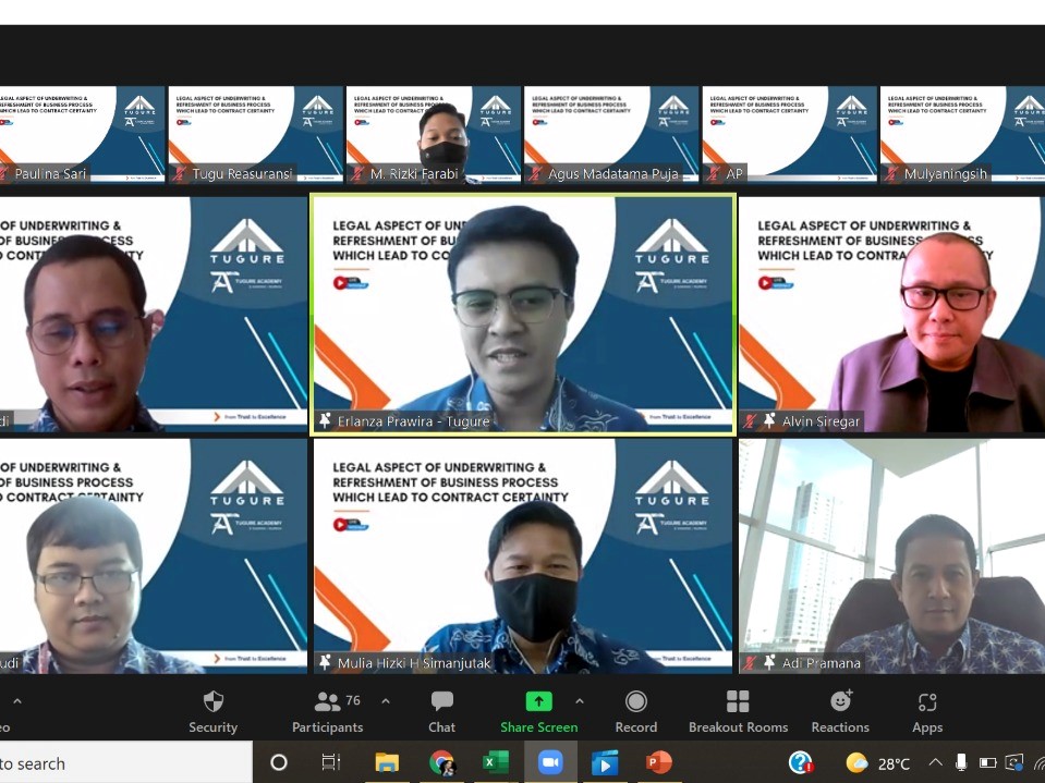 Webinar bertajuk Legal Aspect of Underwriting & Refreshment of Business Process which Lead to Contrarct Certainty.