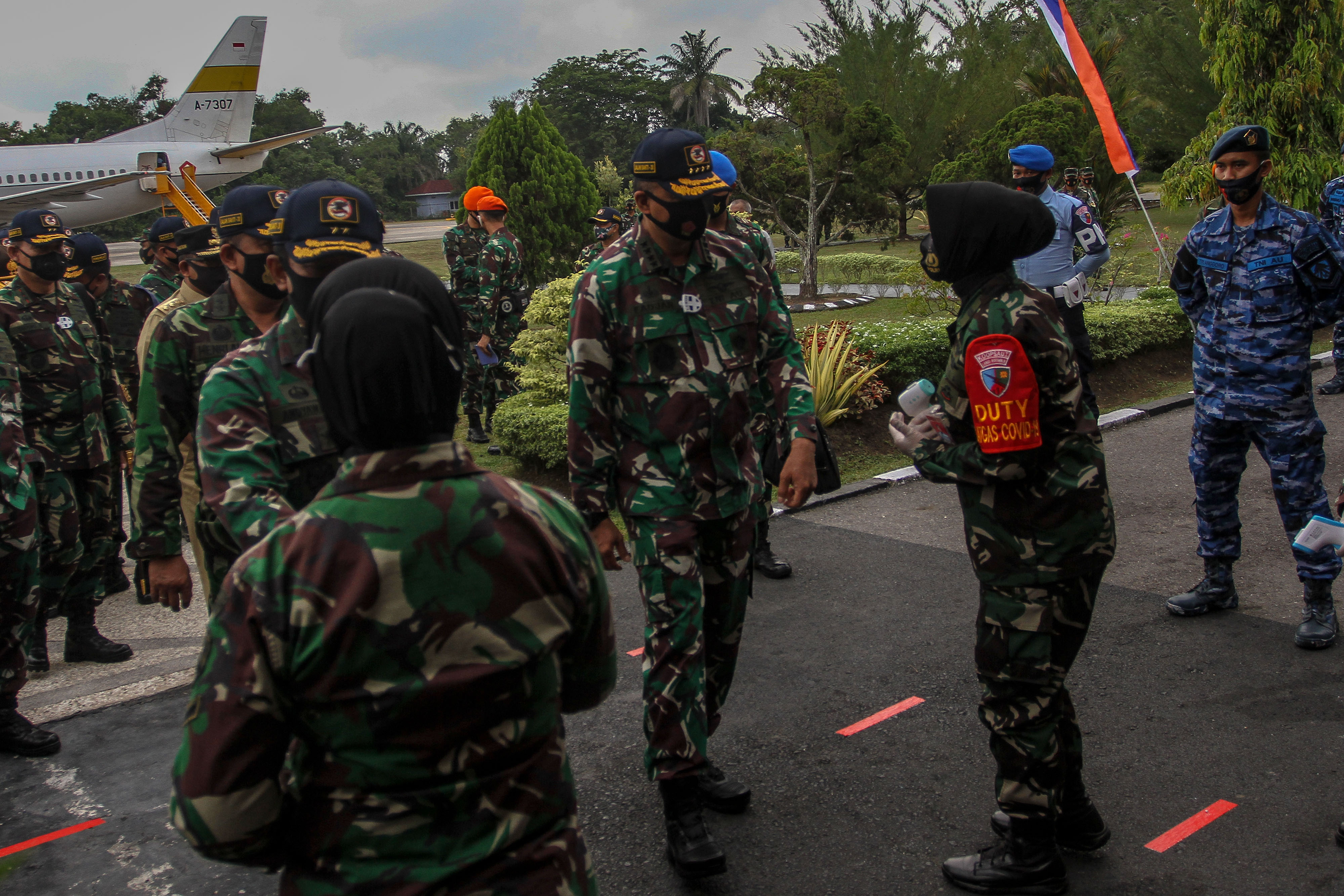 Kepala Staf TNI Angkatan Udara (KSAU) Marsekal TNI Fadjar Prasetyo saat melakukan peninjauan.