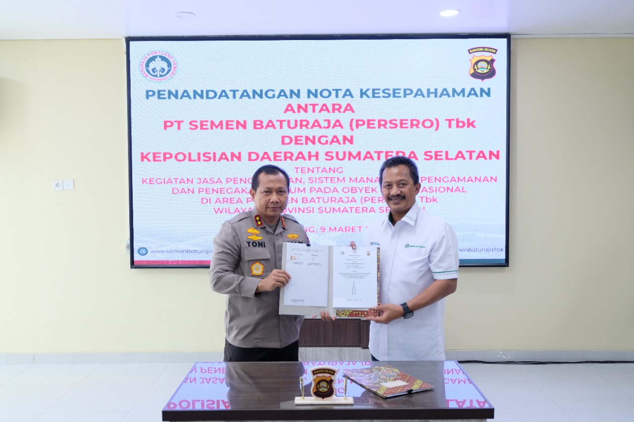 PT Semen Baturaja (Persero) Tbk meneken MoU dengan Polda Sumsel terkait pengamanan objek vital nasional, Rabu (9/3).