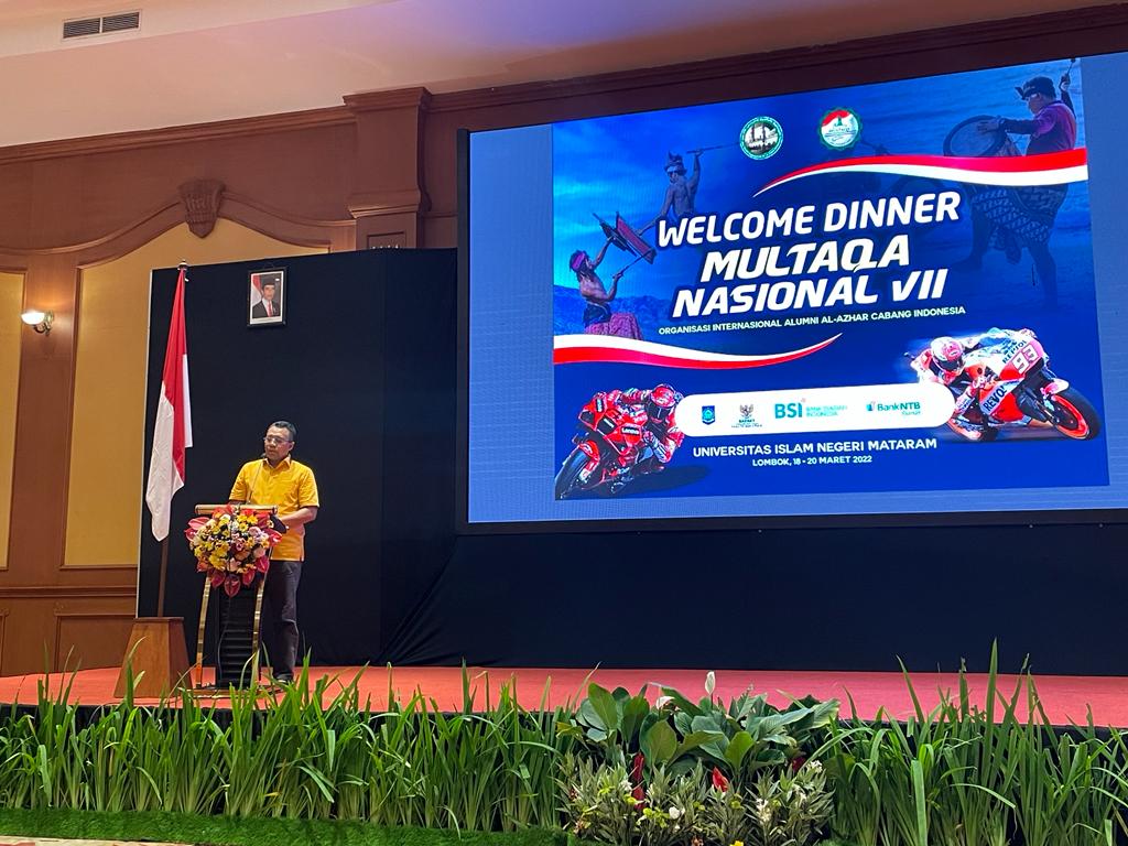  Gubernur NTB, Zulkiflimansyah memberikan sambutan pada acara makan malam dalam rangkaian Multaqa Nasional ke-7 digelar 18-20 Maret 2021.