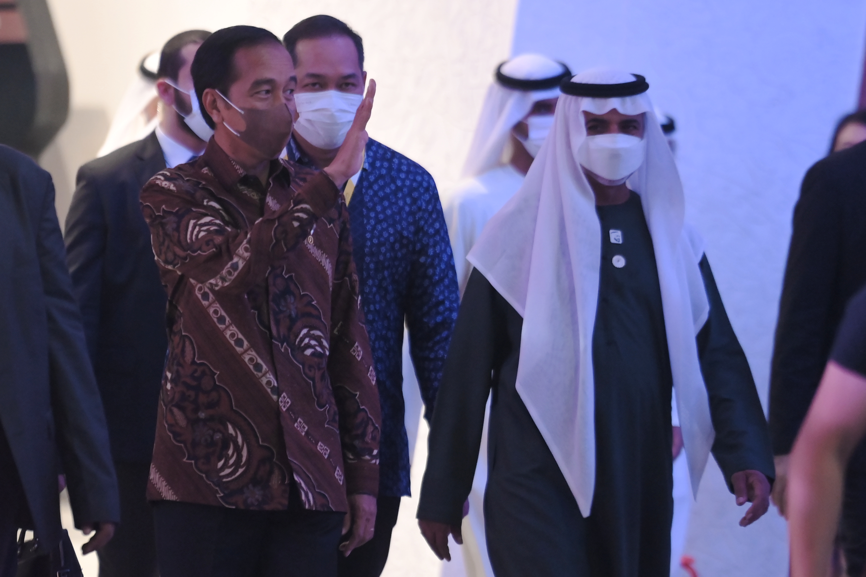 Presiden Jokowi saat menghadiri National Day Indonesia di Expo 2020 Dubai, Uni Emirat Arab.