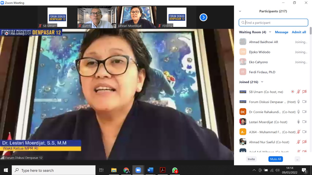 Wakil Ketua MPR Lestari Moerdijat dalam Diskusi Denpasar 12