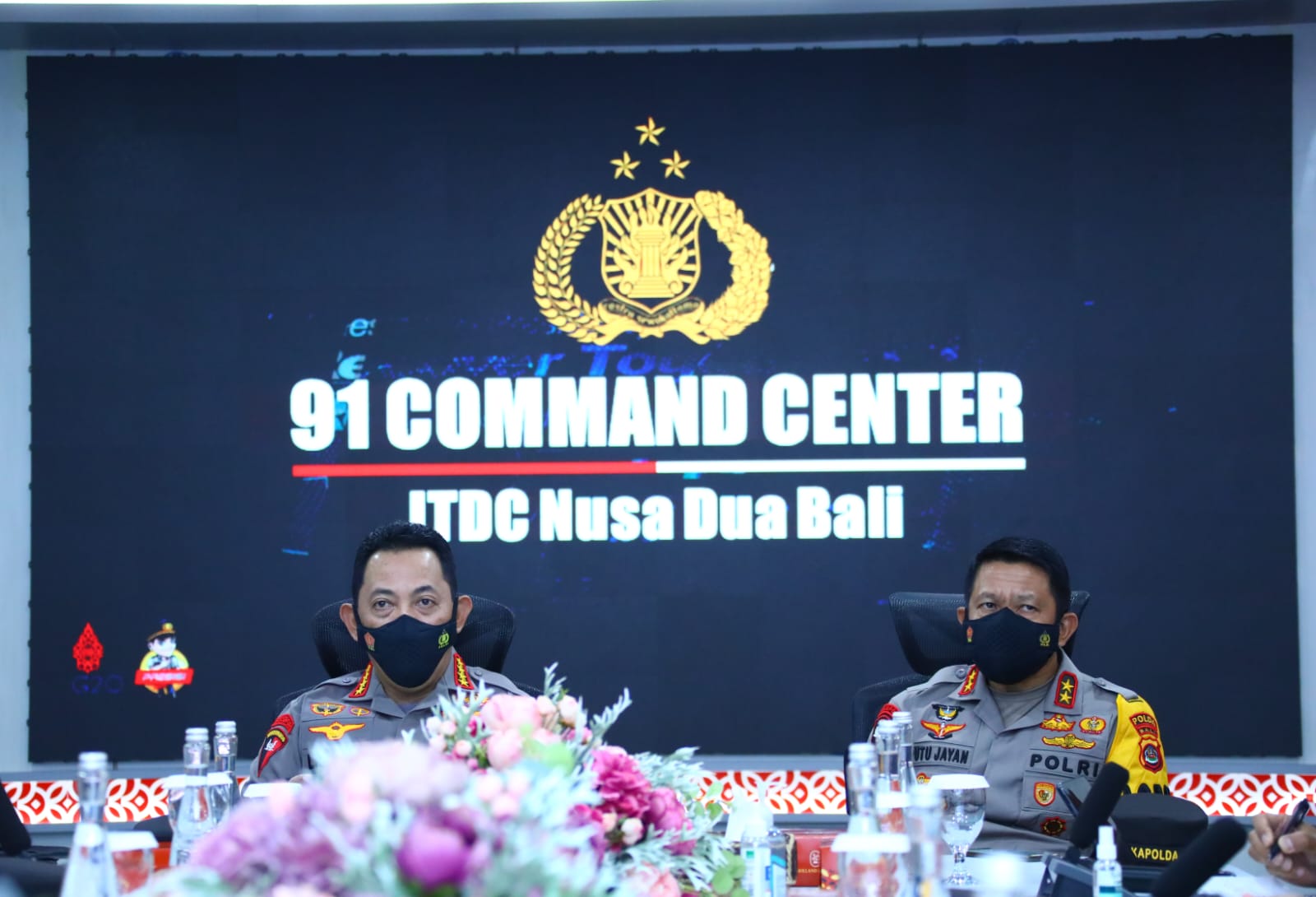 Kapolri meninjau 91 Command Center di The Nusa Dua Bali, Sabtu (19/3).