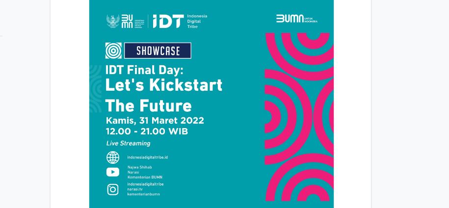 Acara puncak IDT berlangsung Kamis 31 Maret 2022.