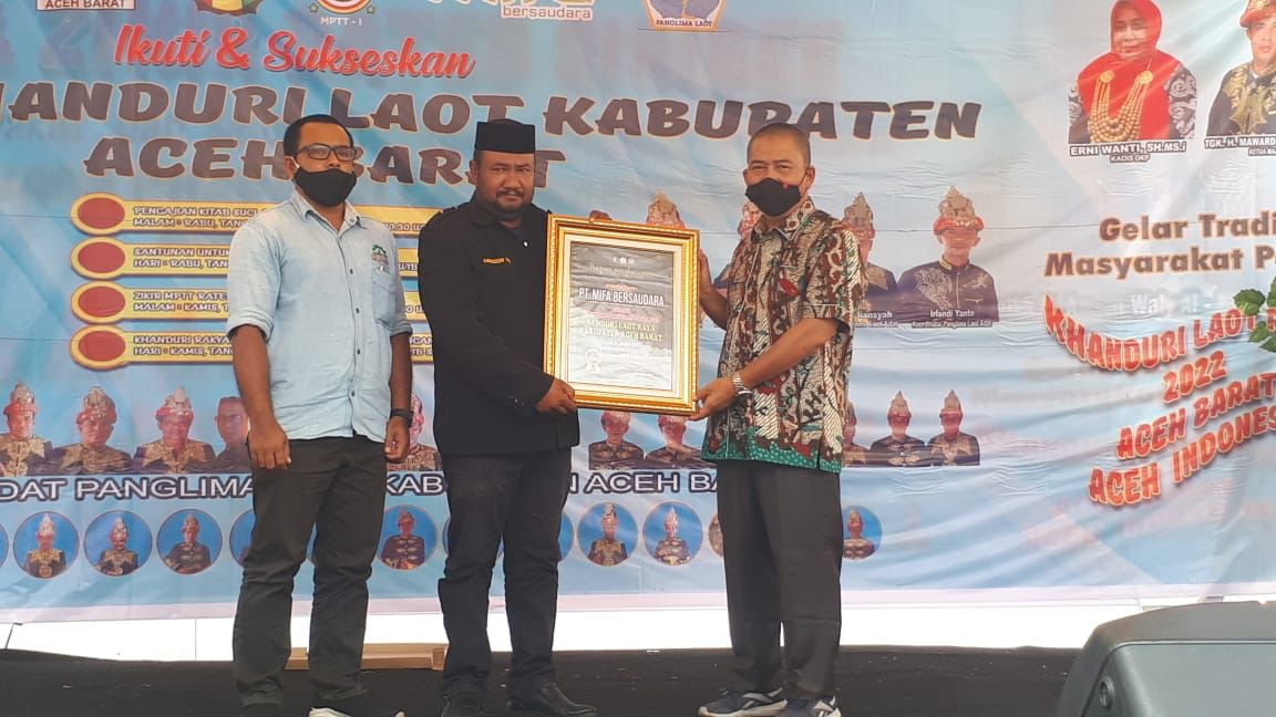 Panglima Laot Aceh Barat Amiruddin PW dalam kegiatan Khanduri Laot Raya Kabupaten Aceh Barat, Kamis (24/3/2022).