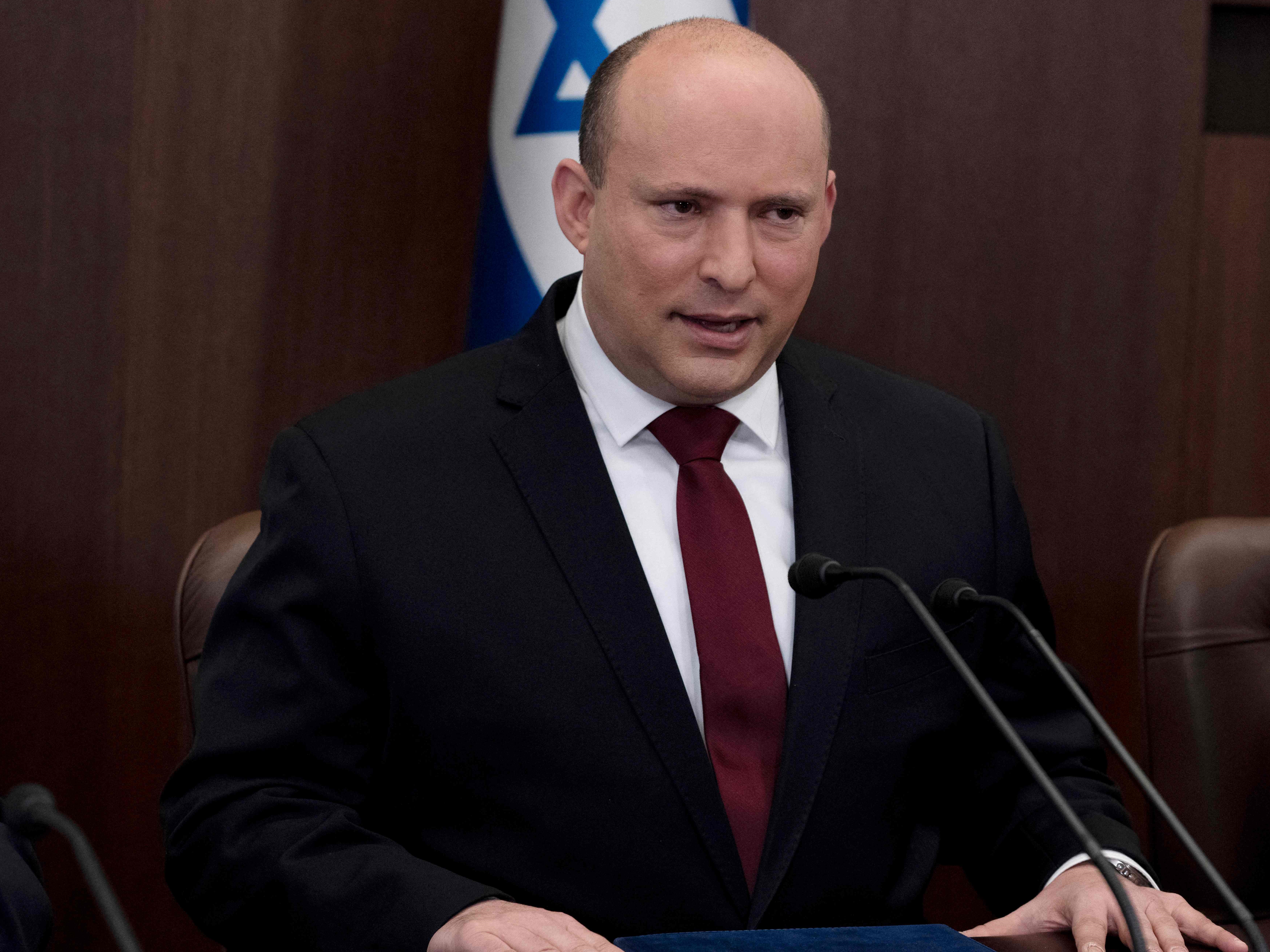 Perdana Menteri Israel Naftali Bennett mengadakan rapat kabinet mingguan di Yerusalem, pada 20 Maret 2022.