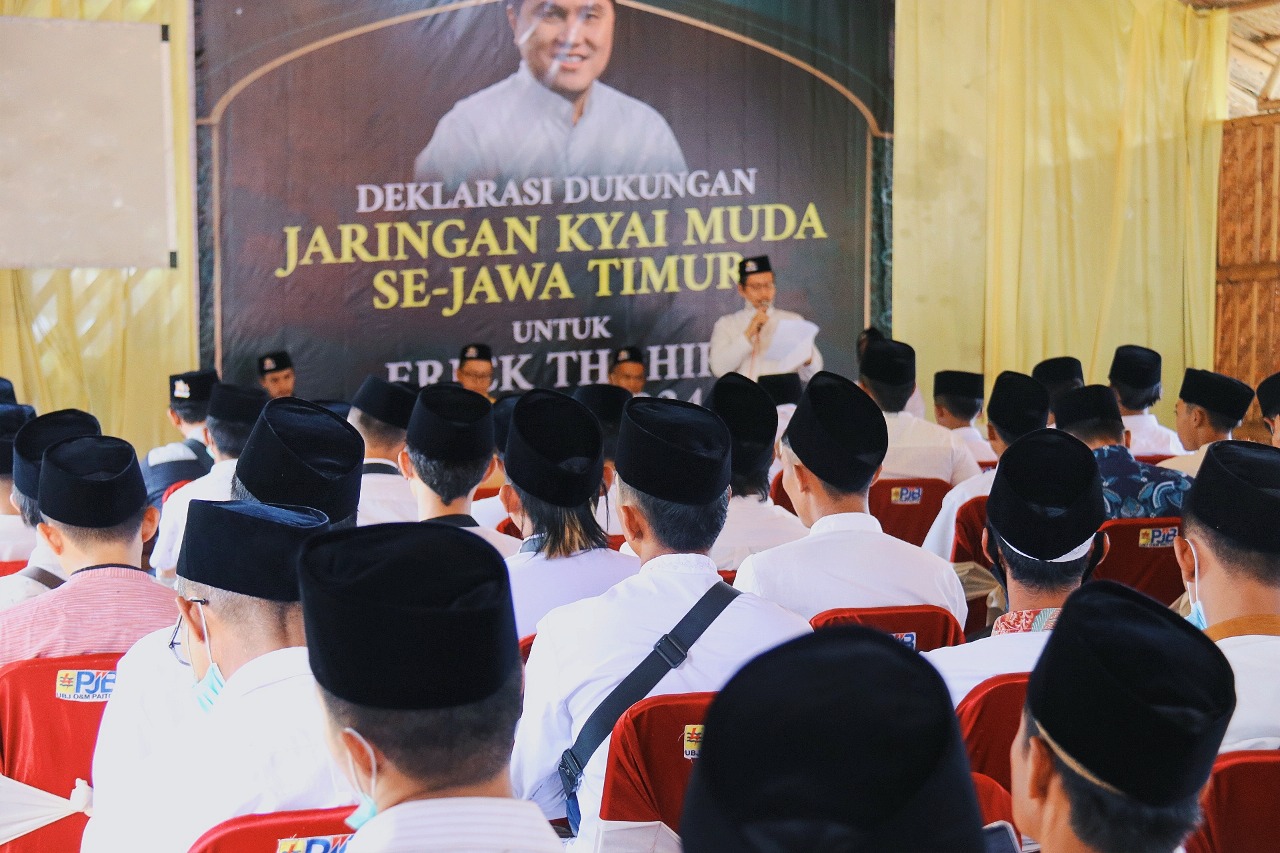 Jaringan Kyai muda se Jawa Timur menyatakan dukungan Erick Thohir Presiden 2024, Jumat (25/3) 