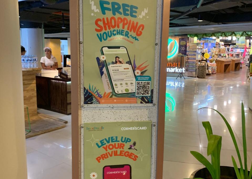 Tampilan aplikasi Corner’s Card di di Mall Beachwalk Bali Shopping Center, Kuta, Bali.