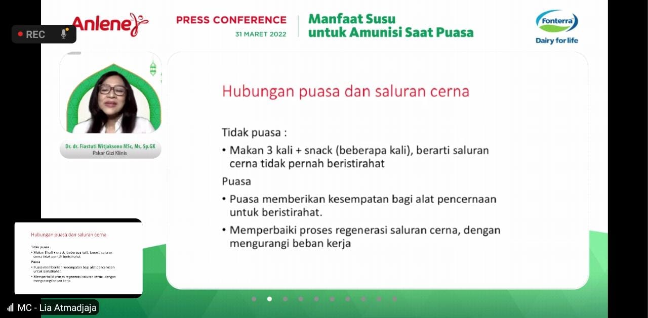 Pakar gizi klinis Dr. dr. Fiastuti Witjaksono MSc, MS, Sp.GK, menjelaskan tentang manfaat puasa untuk kesehatan.