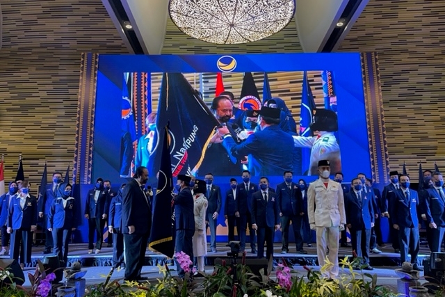 Surya Paloh melantik pengurus DPW Partai Nasdem Lampung periode 2022-2024. 