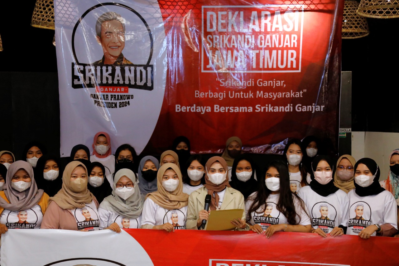 Perempuan milenial, aktivis, influencer, mahasiswa, dan komunitas yang tergabung dalam Srikandi Ganjar Jawa Timur (Jatim) mendeklarasikan du