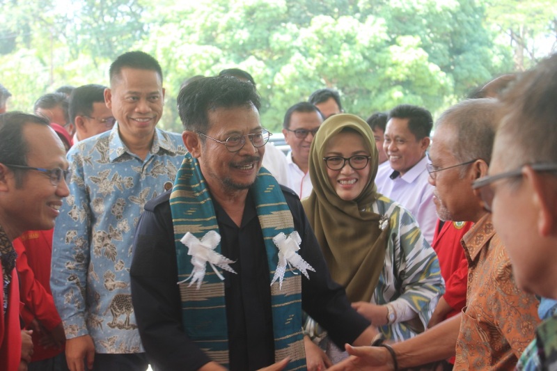 Menteri Pertanian Syahrul Yasin Limpo saat hendak memberi kuliah umum di Fakultas Pertanian, Universitas Hasanuddin, Makassar, Sulsel.  