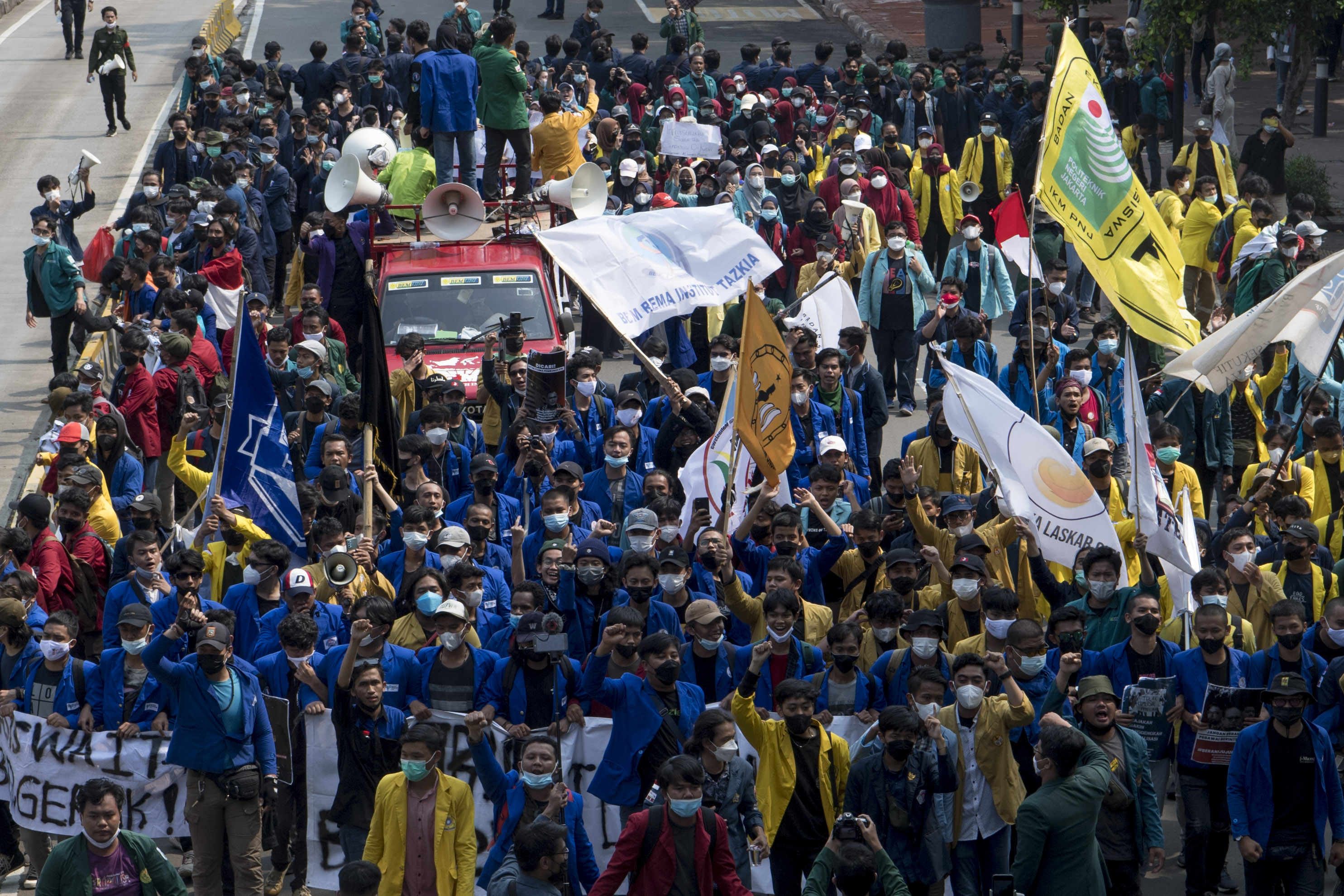Mahasiswa yang tergabung dalam BEM SI saat berunjuk rasa pada tahun lalu.