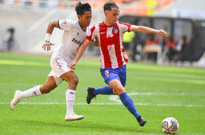  Laga Bali United U-18 vs Atletico Madrid U-19 di Jakarta International Stadium, Jakarta.