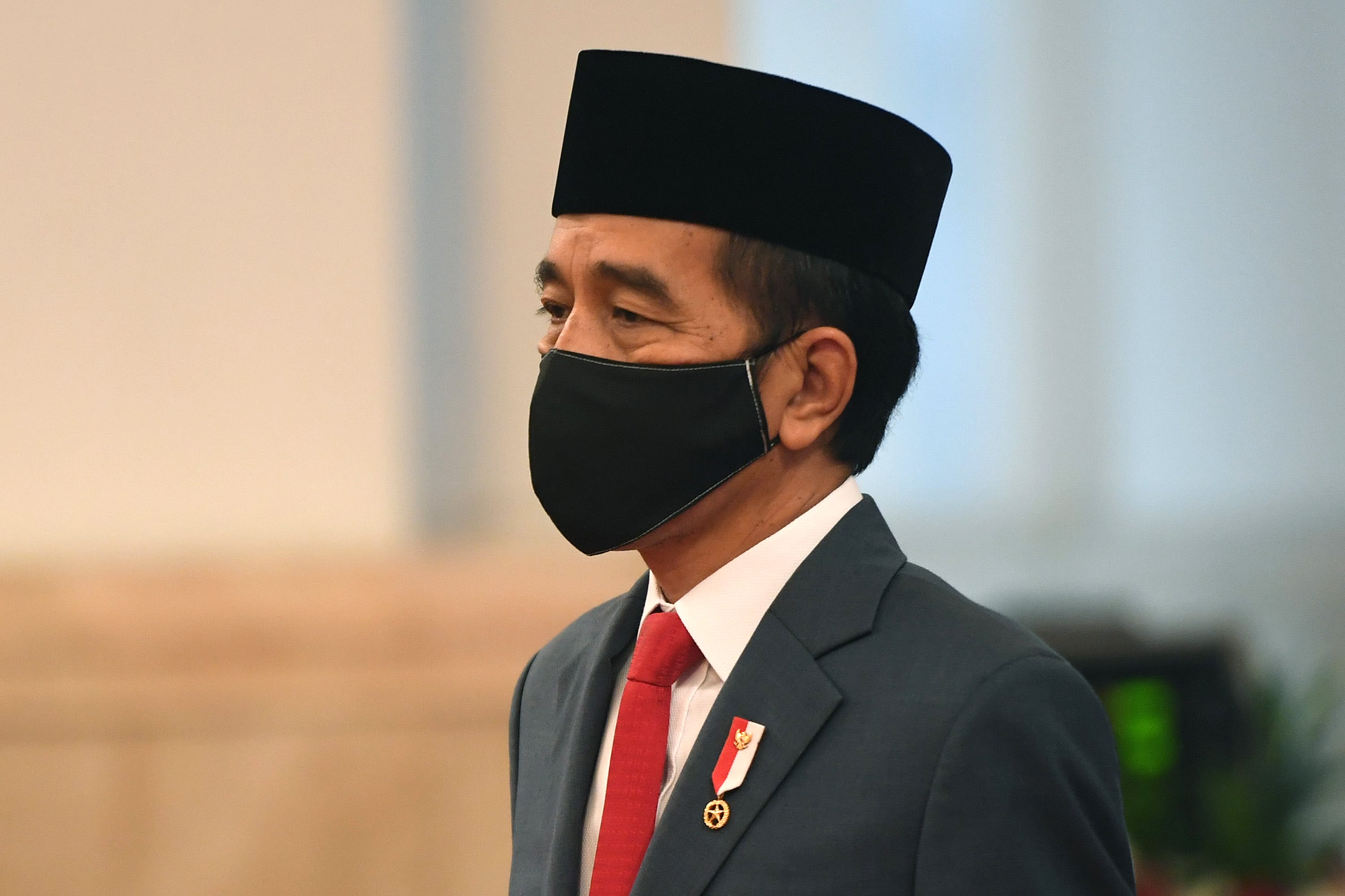 Presiden Joko Widodo mengenakan masker