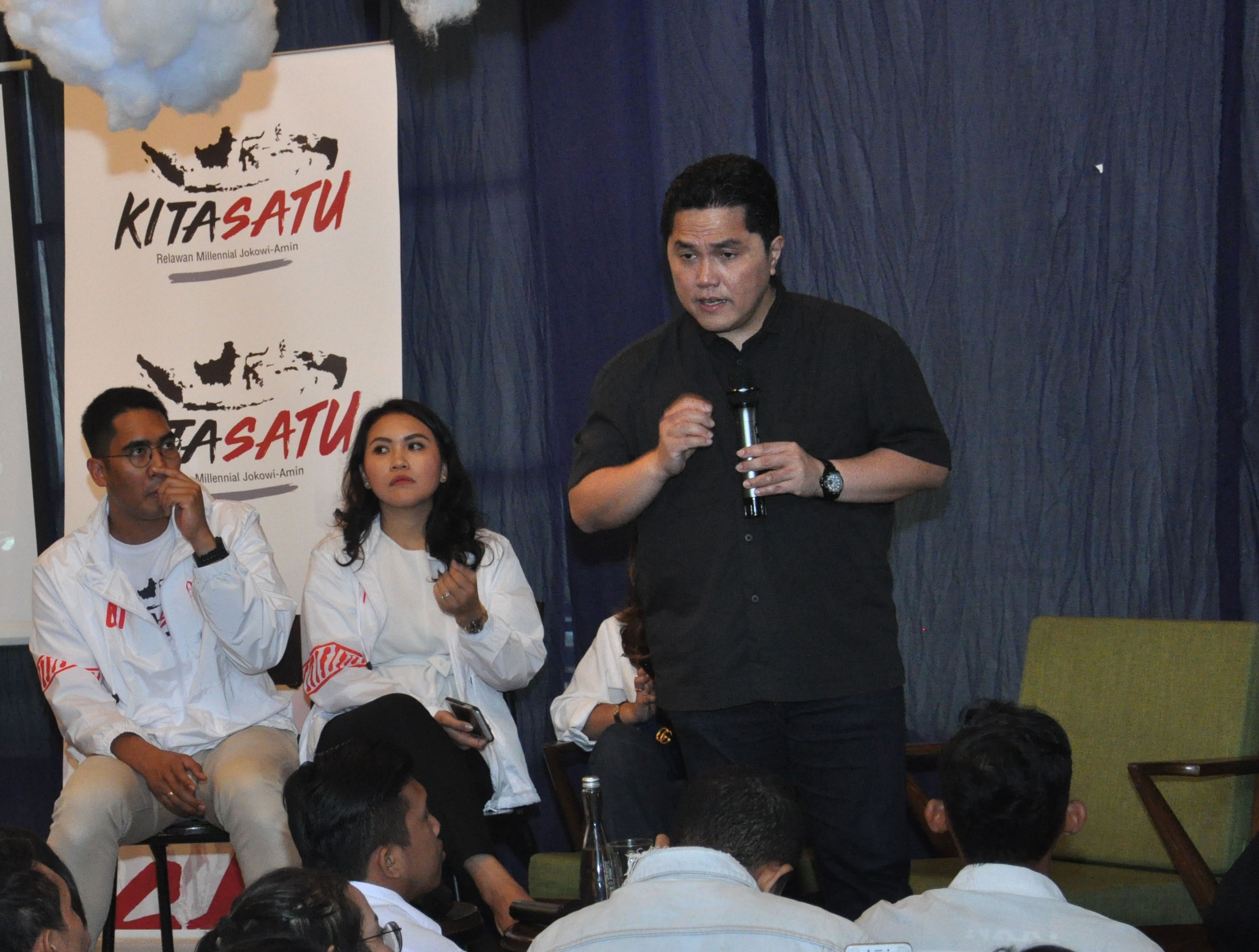 Erick Thohir di depan milenial saat menjadi Ketua Tim Kampanye Nasional (TKN) Jokowi-Amin di pemilu lalu
