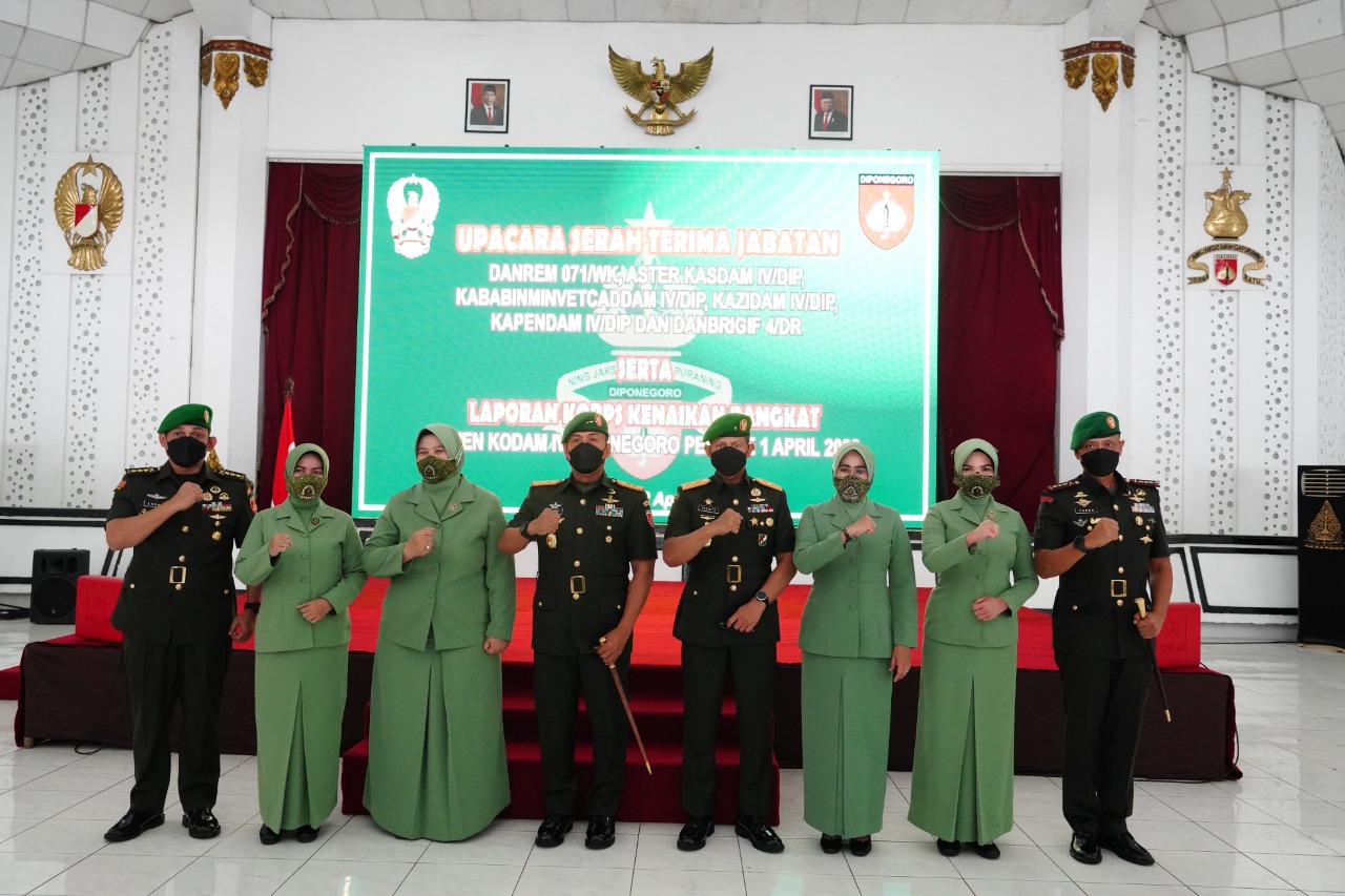 Serah terima Jabatan dipimpin Pangdam IV/ Diponegoro Mayjen Rudianto, yang digelar di Aula Kodam Diponegoro, Semarang, Jateng, Sabtu (2/4/20