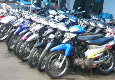 Deretan sepeda motor yang disita Polrestabes Bandung dari geng motor