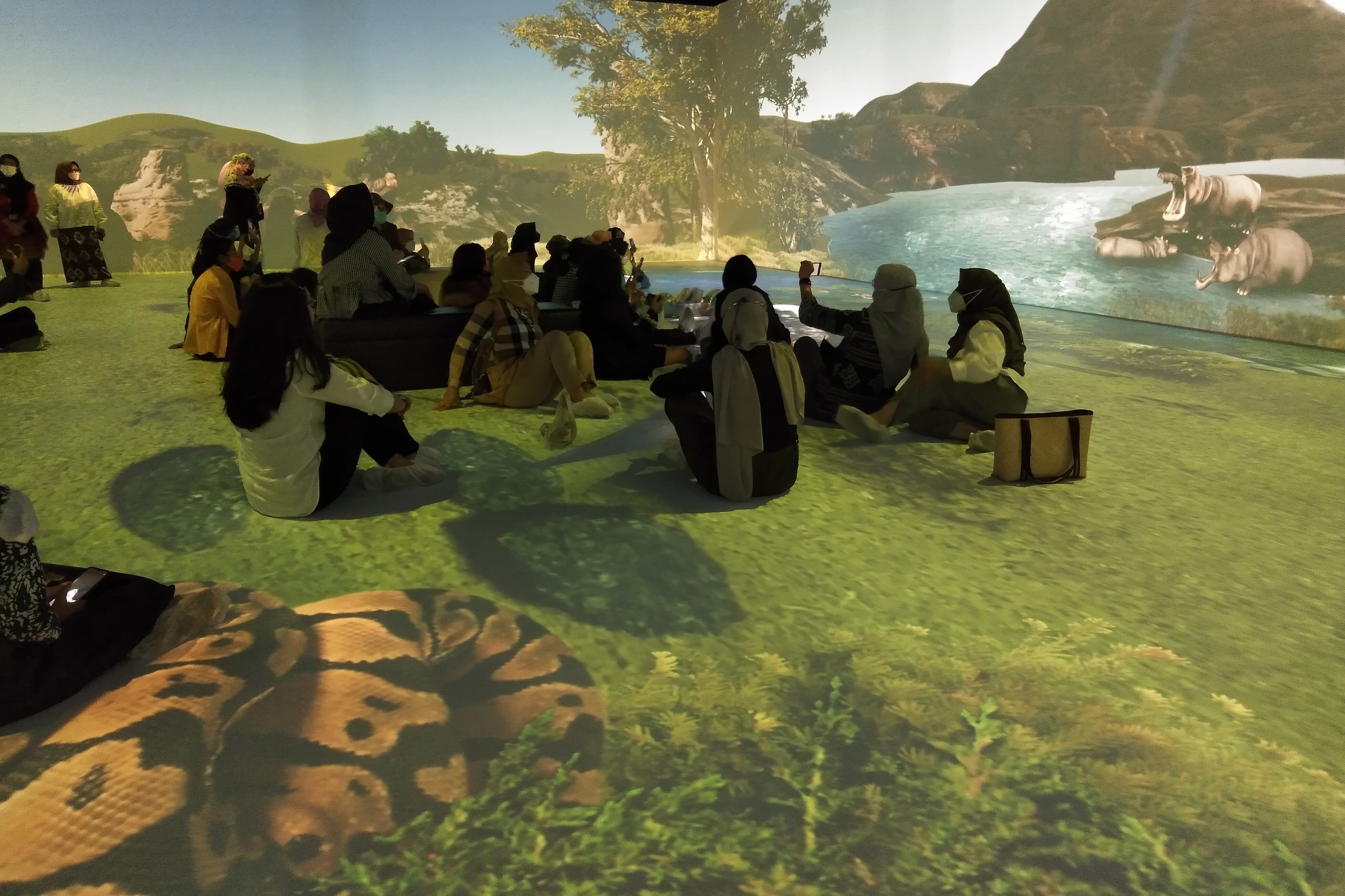 Suasana ruang ImersifA yang baru dibuka di Museum Nasional, Jakarta, akhir Maret silam.