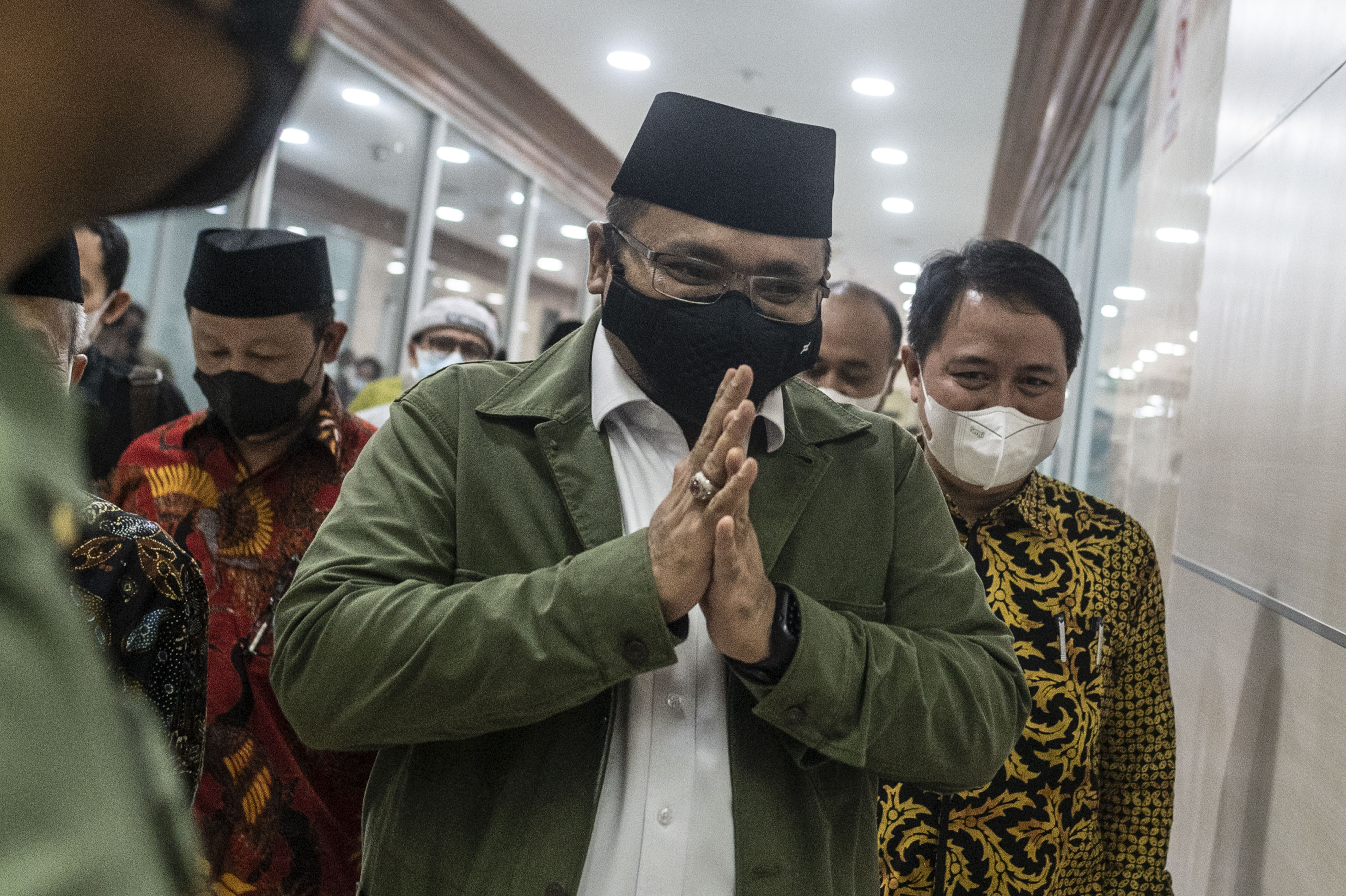 Menteri Agama Yaqut Cholil Qoumas saat menghadiri rapat kerja dengan Komisi VIII DPR.